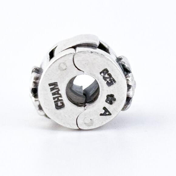 Vintage CHAM Thailand Sterling Silver 925 1cm Floral Clip Charm Bead - Picture 9 of 9